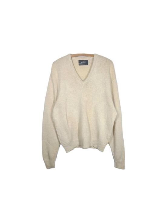 Jantzen Other - Vtg Mens Sweater Knit V Neck Jantzen 70% Wool Blend Large Beige Retro Neutral